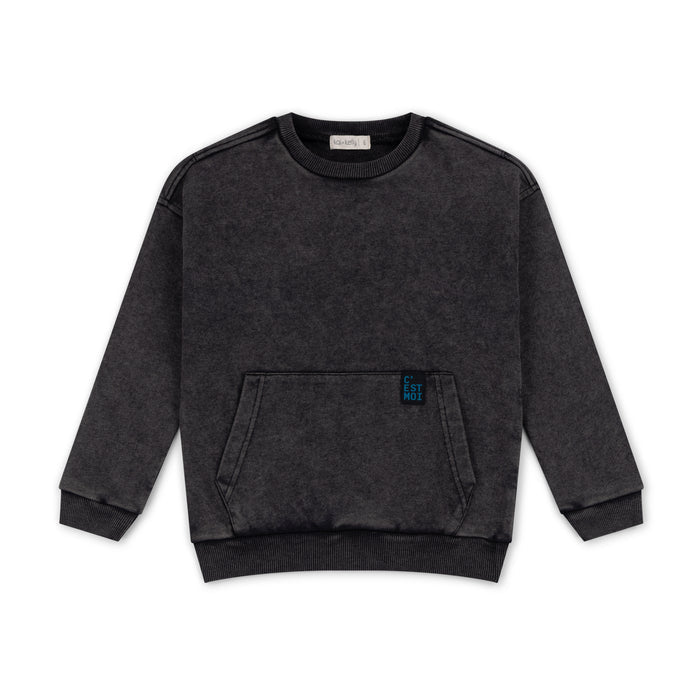 top l/s cest moi sweatshirt - onyx
