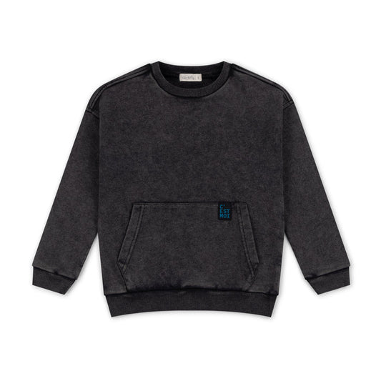 top l/s cest moi sweatshirt - onyx