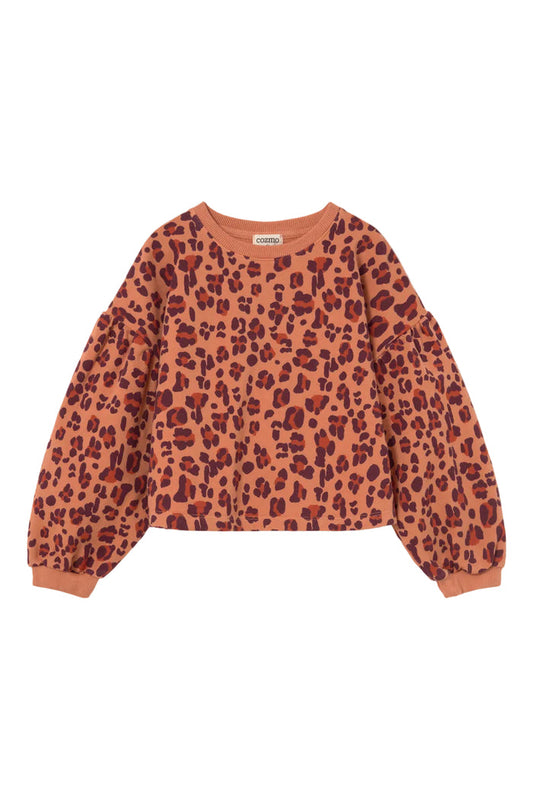 top l/s cropped leopard sweatshirt - pink siena