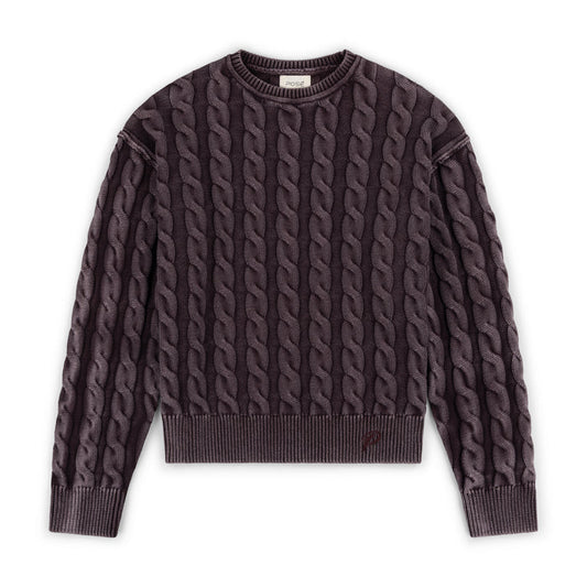 top l/s esme washed cable knit - raspberry