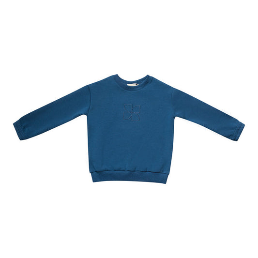 top l/s fan embroidered sweatshirt  - storm teal-76