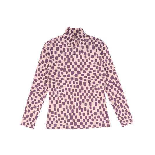 top l/s fine rib printed turtleneck - purple