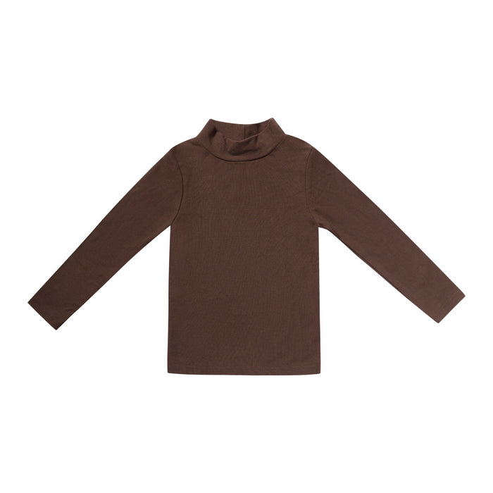 top l/s gingham print mockneck - chocolate-493