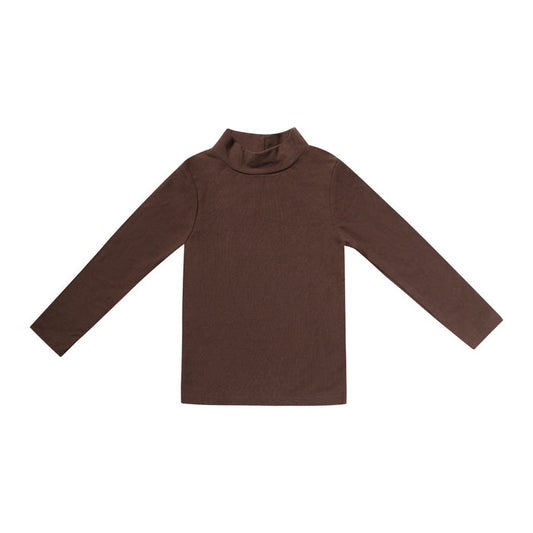 top l/s gingham print mockneck - chocolate-493