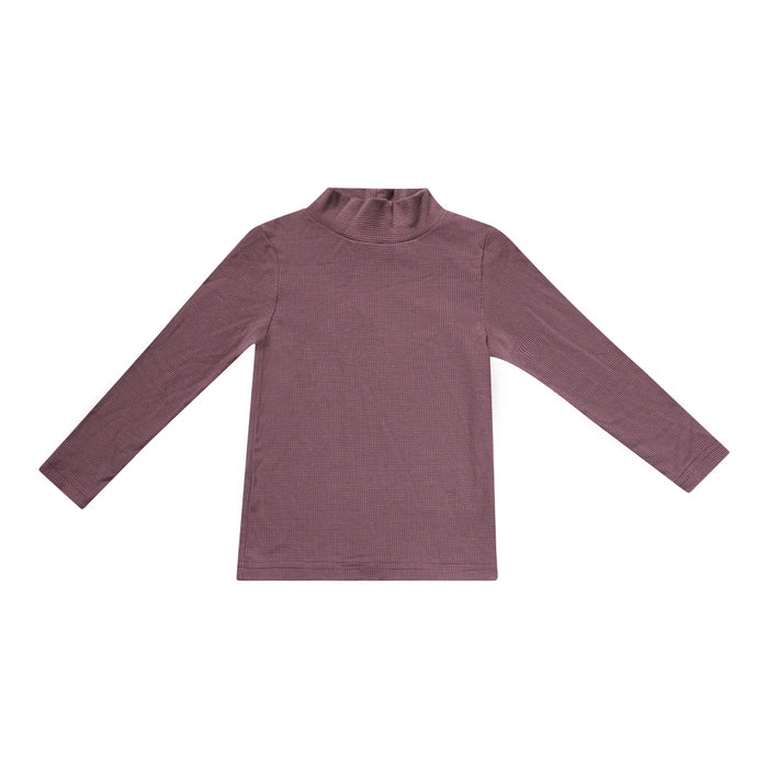 top l/s gingham print mockneck - sweet plum-336