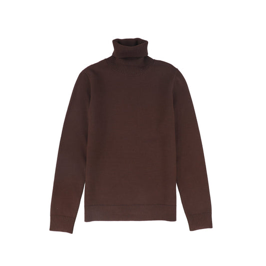 top l/s knit logo turtleneck - brown
