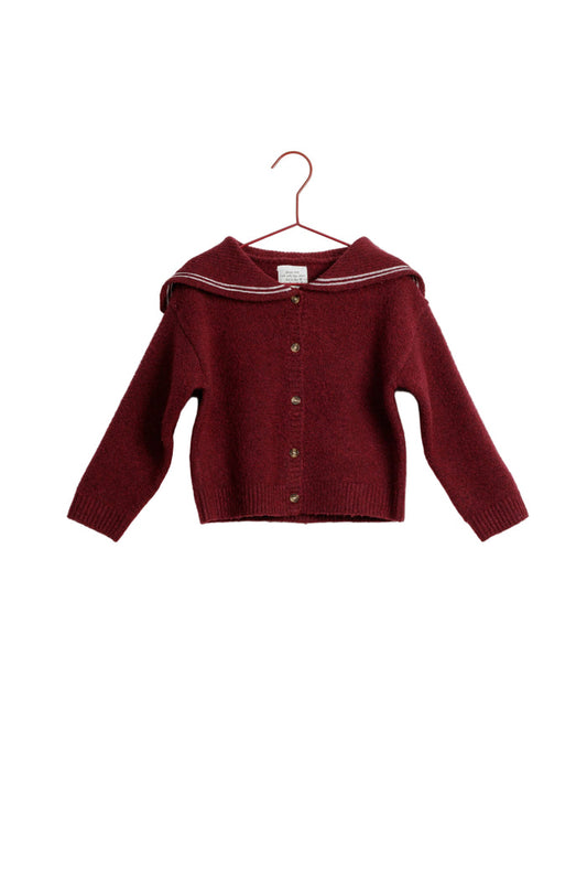 top l/s knit sailor collar button sweater - red