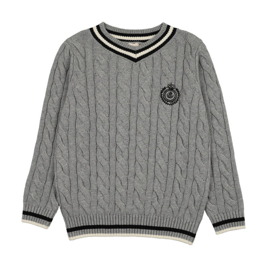 top l/s limited capsule cable knit sweater - light gray heather
