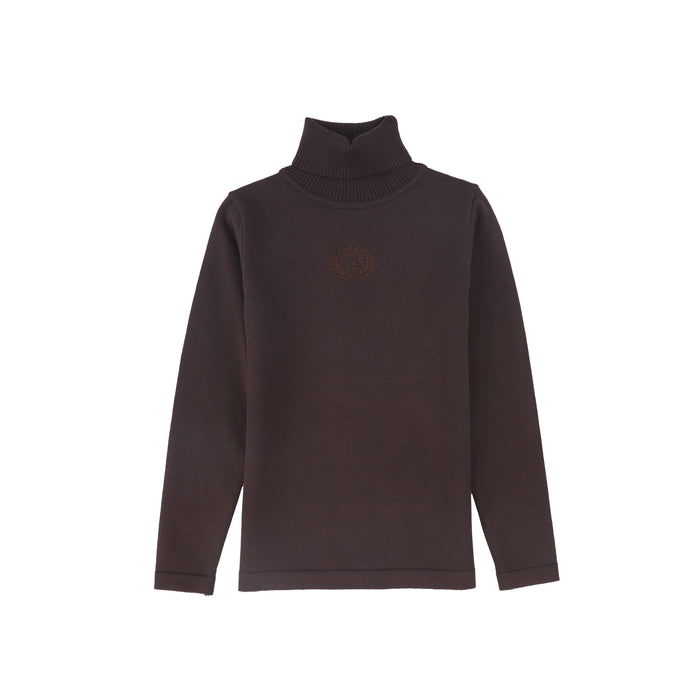 top l/s logo turtleneck - brown