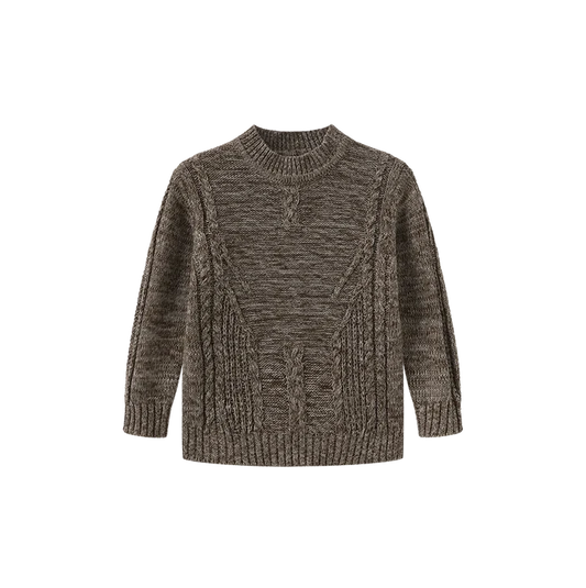 top l/s marled cable knit sweater - brown