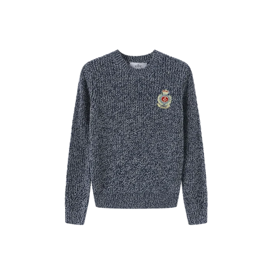 top l/s marled knit emblem sweater - navy