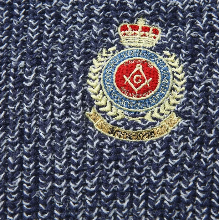 top l/s marled knit emblem sweater - navy