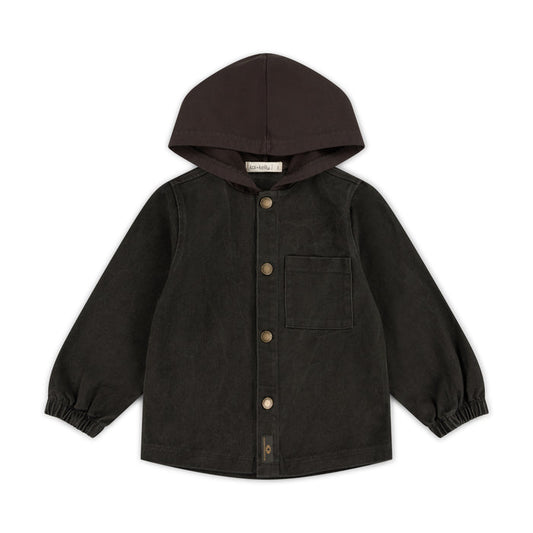 top l/s off duty hooded sweatshirt - khaki denim