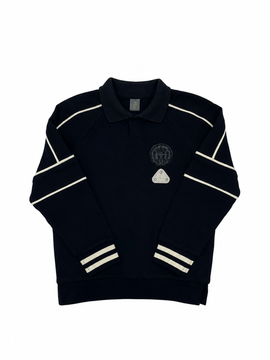 top l/s piped emblem rugby sweatshirt  - black