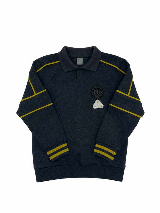 top l/s piped emblem rugby sweatshirt  - charcoal