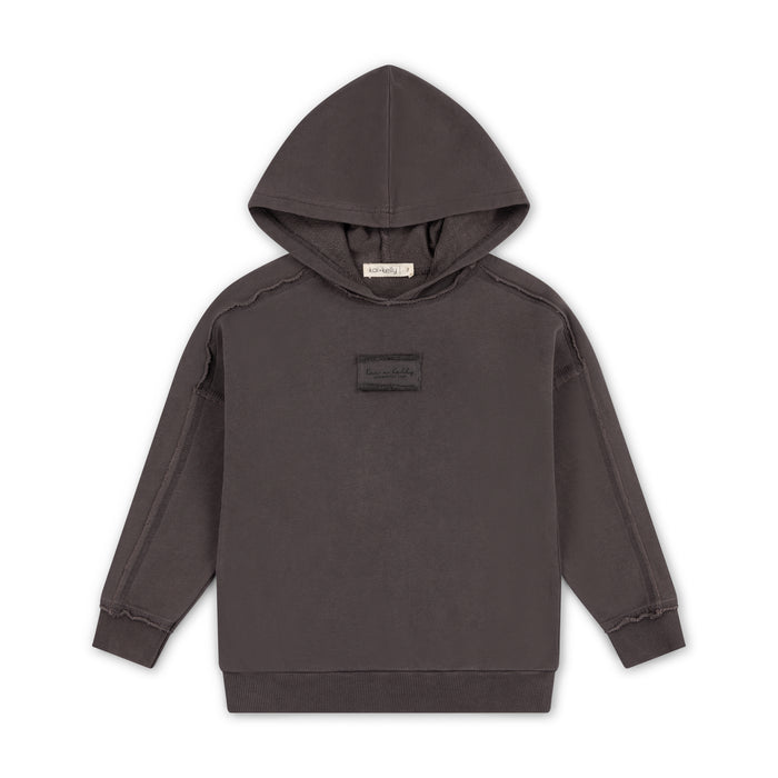 top l/s quiet comfort hooded sweatshirt - gunmetal