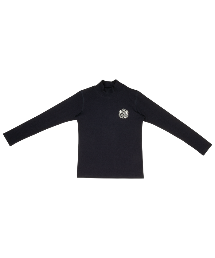 top l/s ribbed crest turtleneck - navy