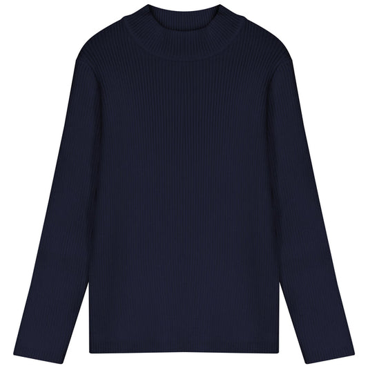 top l/s ribbed knit mockneck - navy