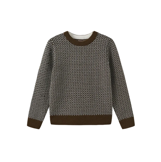 top l/s rye textured knit sweater - cognac