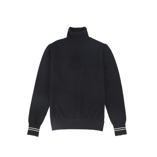 top l/s sherpa crest turtleneck - black