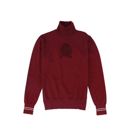top l/s sherpa crest turtleneck - burgundy