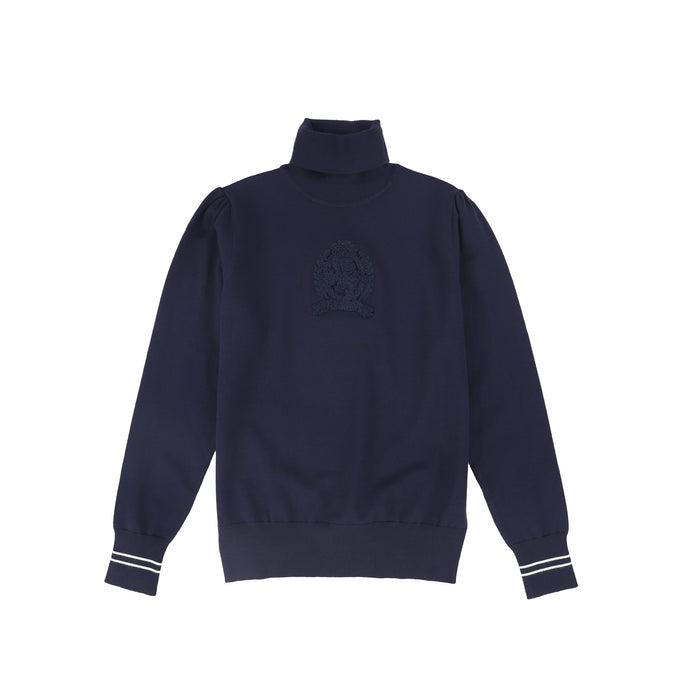 top l/s sherpa crest turtleneck - navy
