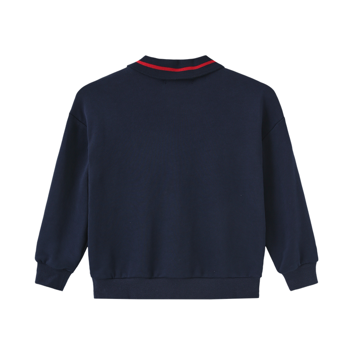 top l/s sweatshirt with knit collar - navy