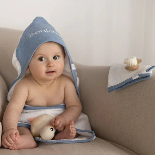 towel hooded 1st spa set - denim blue