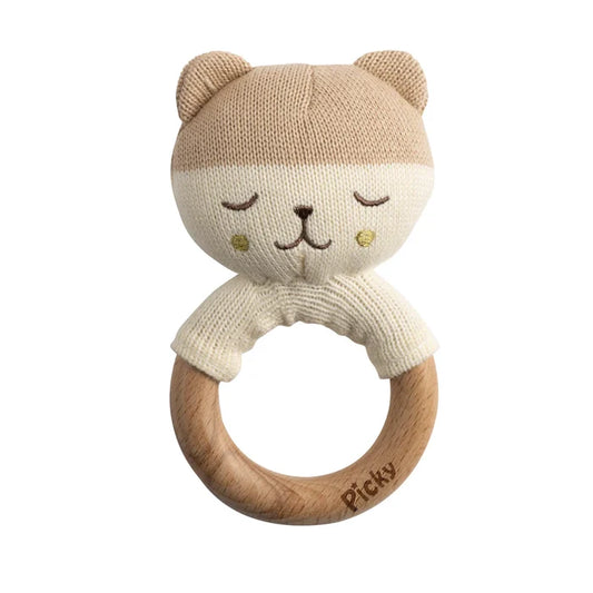 toy knitted teddy rattle - beige