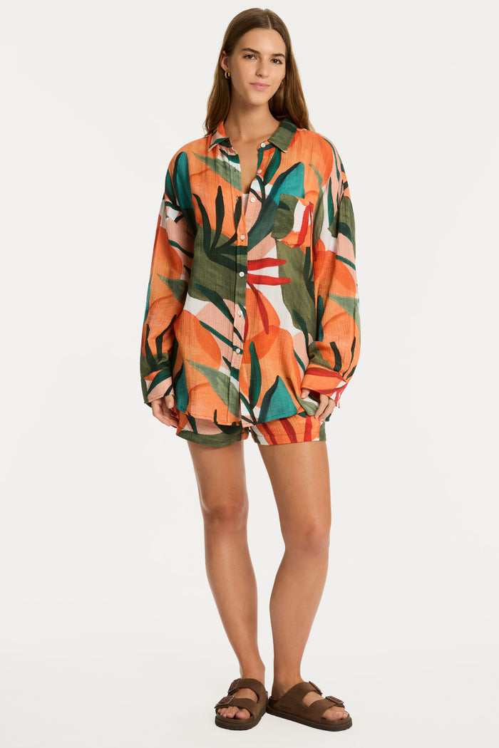 Tropaluxe Cotton Beach Shirt Khaki