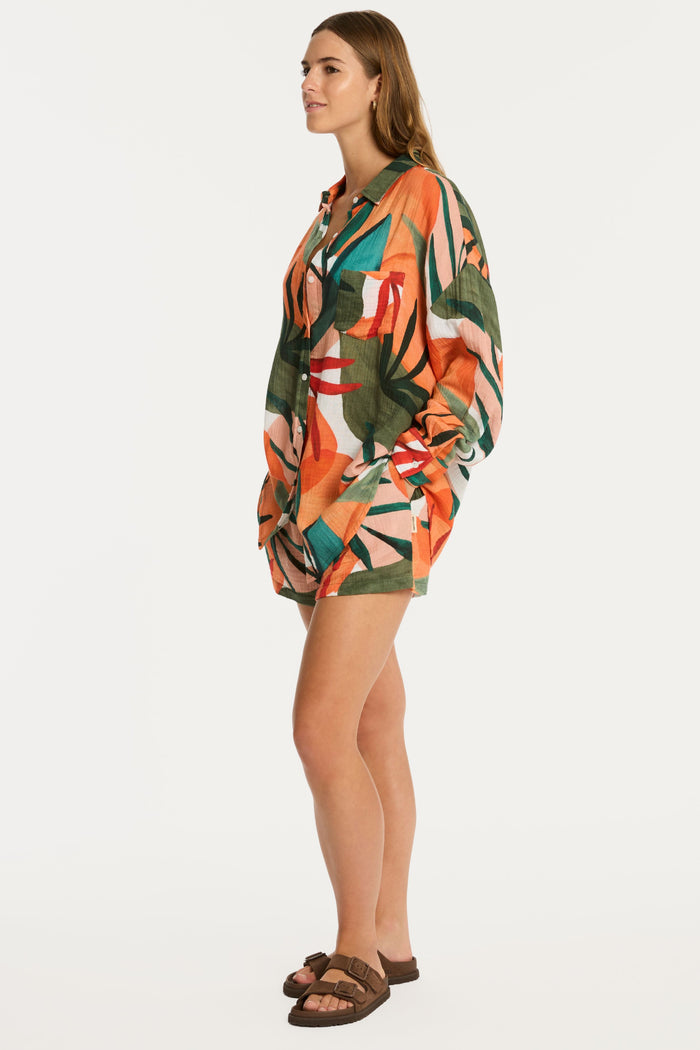 Tropaluxe Cotton Beach Shirt Khaki