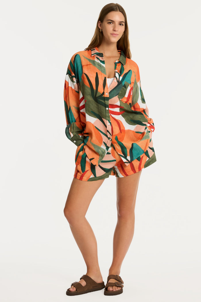 Tropaluxe Cotton Beach Shirt Khaki