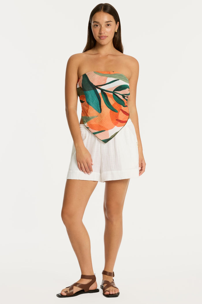 Tropaluxe Khaki Cotton Scarf Crop Top