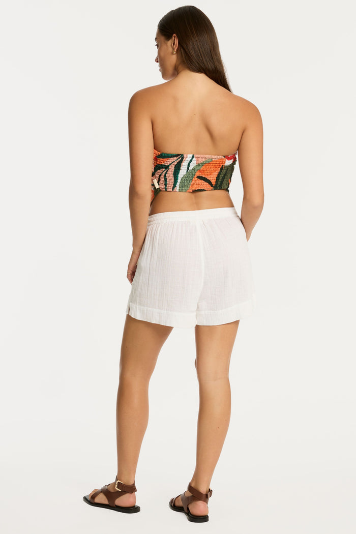 Tropaluxe Khaki Cotton Scarf Crop Top