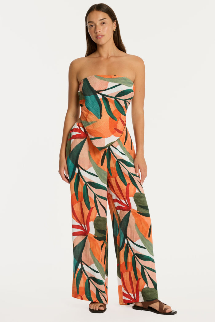 Tropaluxe Khaki Cotton Scarf Crop Top