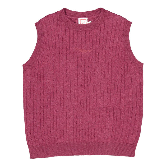 vest cable knit - wine