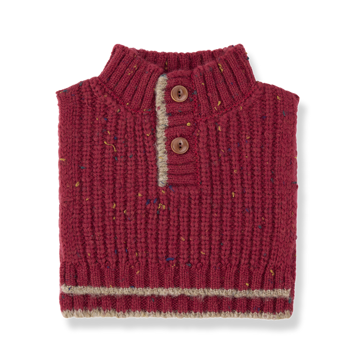 vest chunky knit speckled - fiamma red