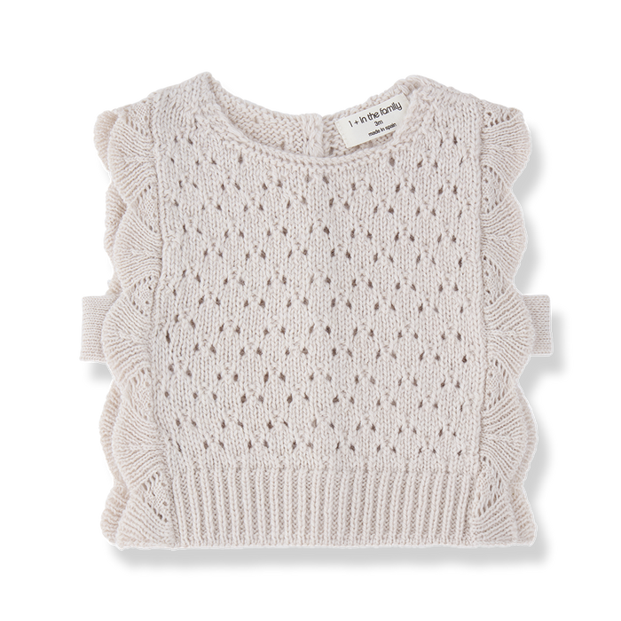 vest merino wool scalloped - rice