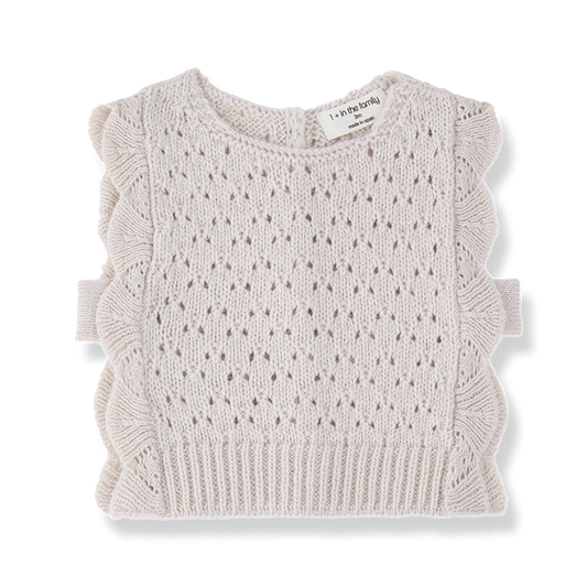 vest merino wool scalloped - rice