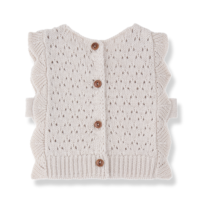 vest merino wool scalloped - rice