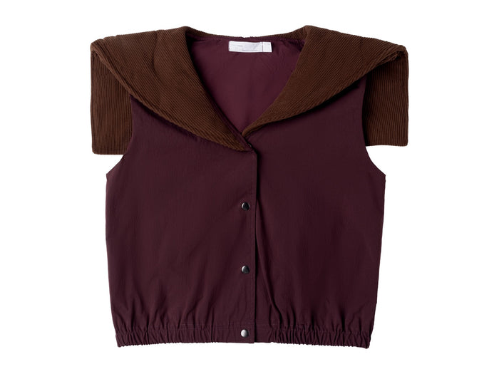 vest parachute large corduroy sailor collar - burgundy