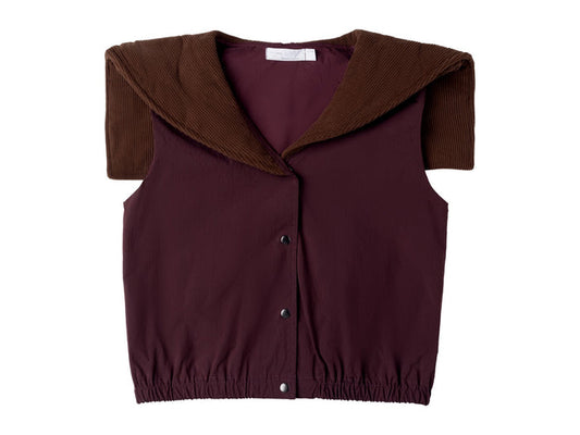 vest parachute large corduroy sailor collar - burgundy