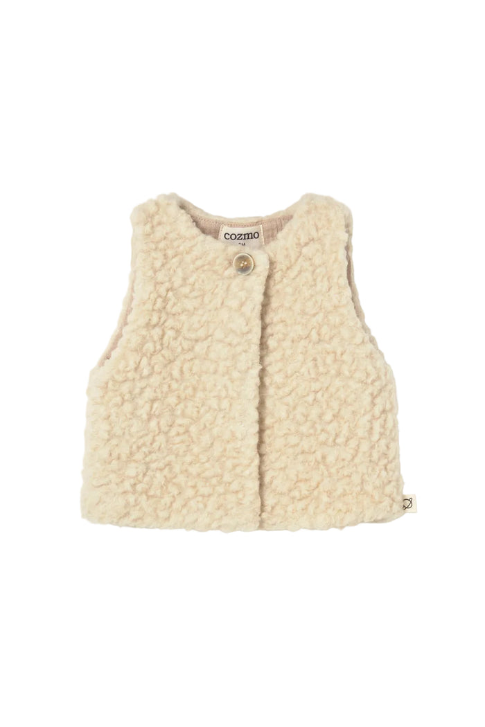 vest sherpa button - ivory