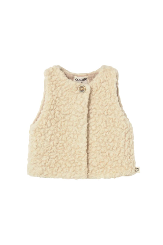 vest sherpa button - ivory