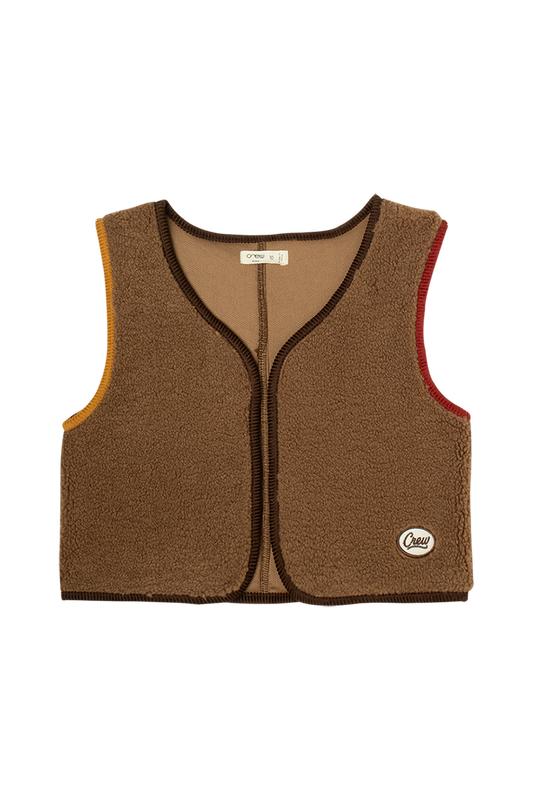 vest sherpa contrast trim - tan