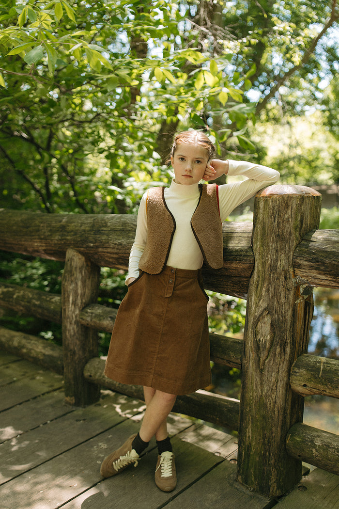 vest sherpa contrast trim - tan