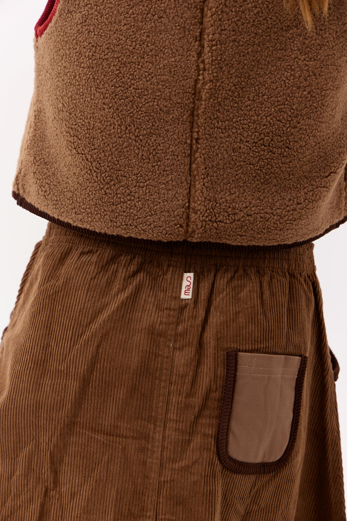 vest sherpa contrast trim - tan
