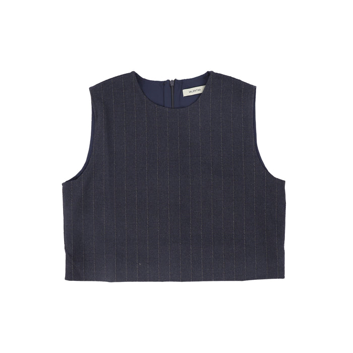 vest wool pinstriped - navy