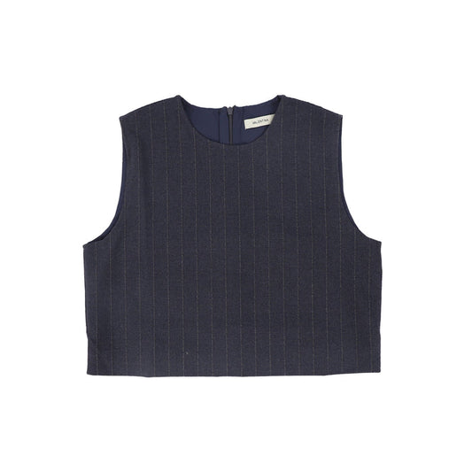 vest wool pinstriped - navy