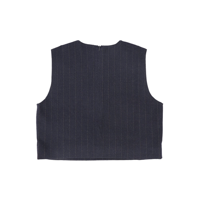 vest wool pinstriped - navy